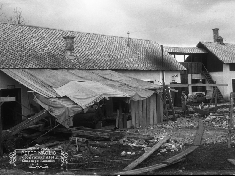 Izkp za turbinsko hišo, postavitev lesenega opaža leta 1926 - Naglic007