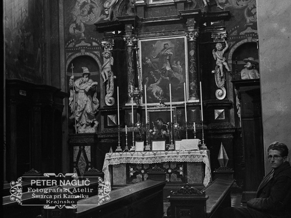 Notranjost frančiškanske cerkve v Ljubljani leta 1937 - F 1937 1 6 013