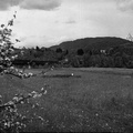 Litija - železniški most; zadaj sredi hriba grad Pogonik, pogled iz Zgornjega Loga - F 1933 2 10 016