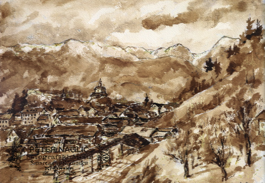 Kamnik - Bogdan Potnik, tuš akvarel 2020