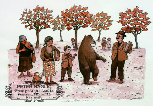 Skupina Romov - Marjan Manček, lavirana risba 2023