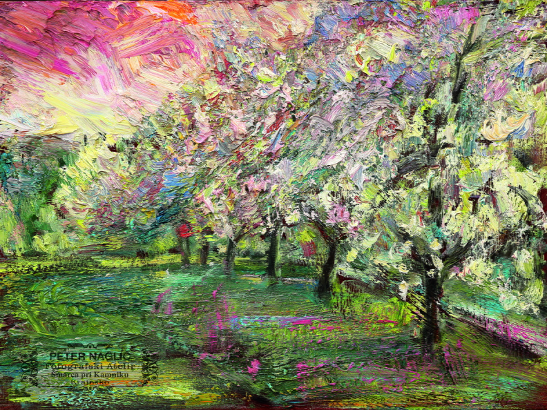  Cvetoče sadno drevje - Jošt Snoj, olje na platnu 2023