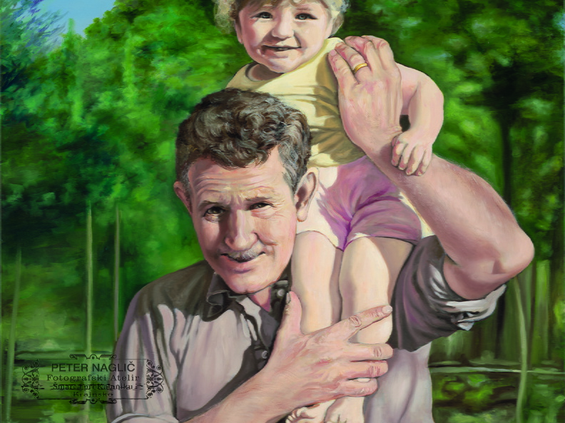  Naglič Peter s svojo hčerko Katarino - Tadej Žugman, olje na platnu 2023