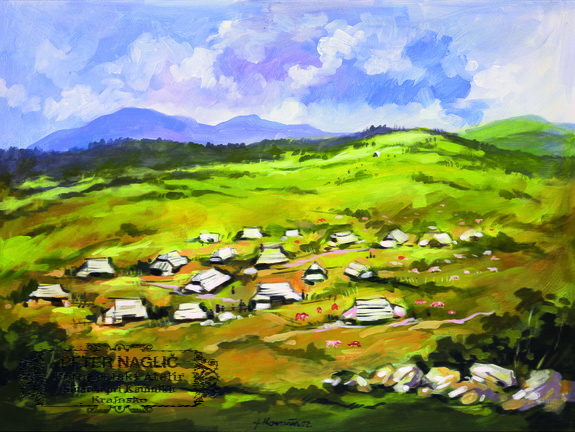 Velika Planina - Janez Kovačič, olje na platnu 2022